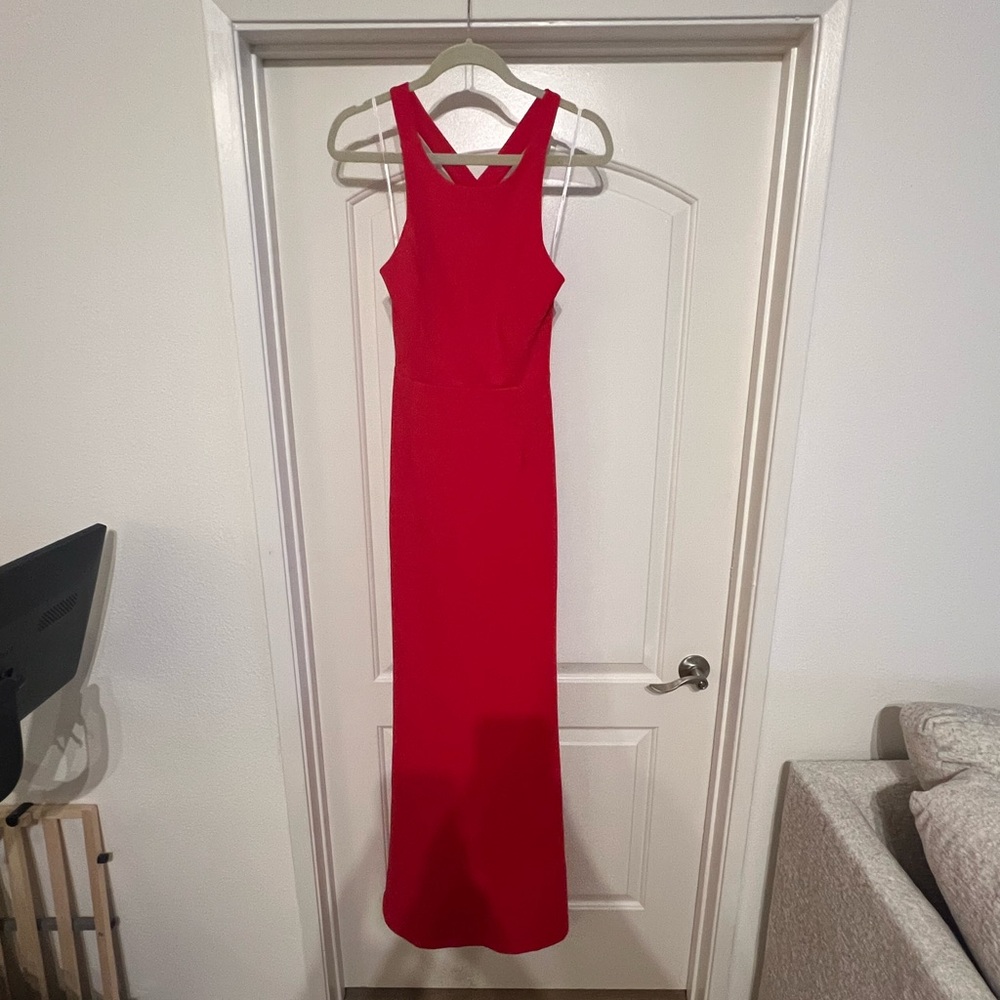 Lulus Straight to the heart bright red backless maxi dress